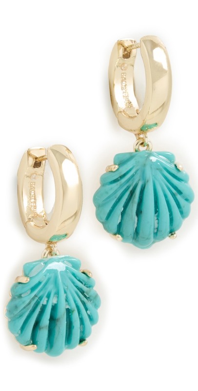 BaubleBar Elia Shell Earrings Turquoise/Gol