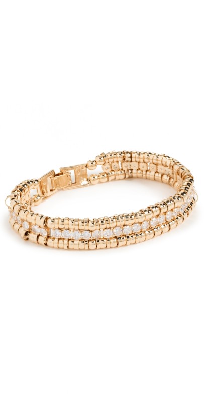Alexa Leigh Crystal Gold Ball Beaded Bracelet Yellow Gold