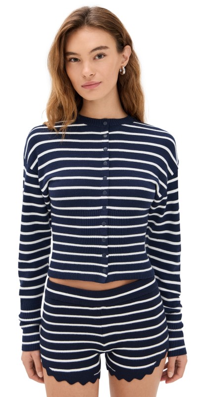 Lioness Head In The Clouds Cardigan Navy Stripe