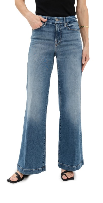 Good American Good Petite Palazzo Light Compression Jeans Indigo837