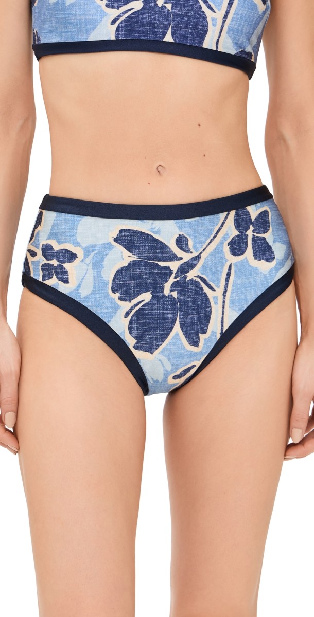 SIMKHAI Dallia High Waist Bottoms Blue Hydrangea Floral