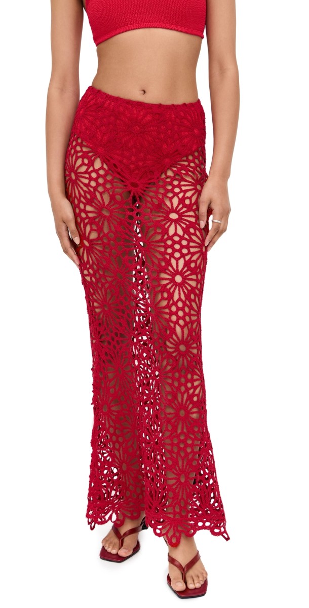 Norma Kamali Obie Long Skirt Tiger Red