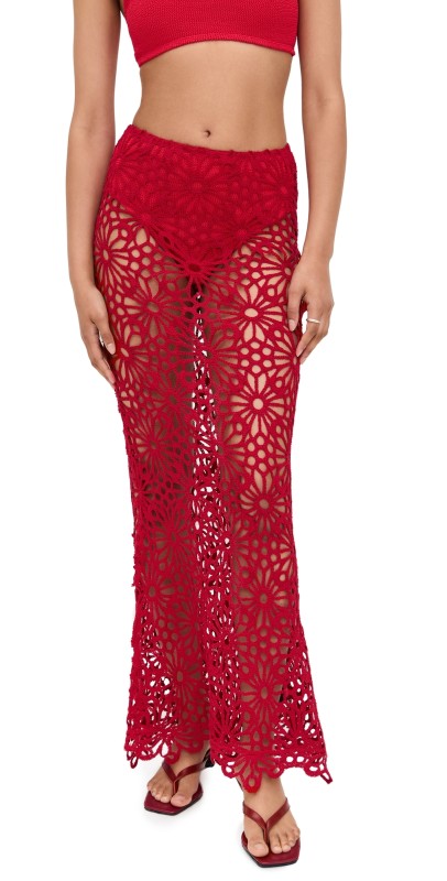 Norma Kamali Obie Long Skirt Tiger Red
