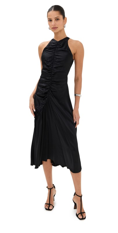 CO Liquid Gathered Dress Black