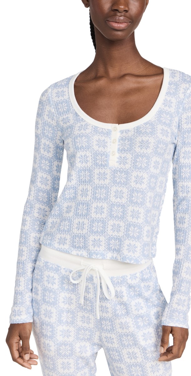 Z Supply LOUNGE Fireside Fair Isle Top Cloudy Blue