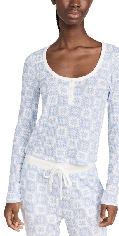 Z Supply LOUNGE Fireside Fair Isle Top Cloudy Blue