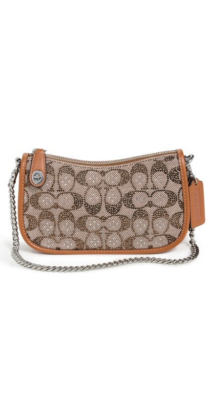 Coach Crystals Signature Jacquard Swinger 20 Bag Burnished Amber
