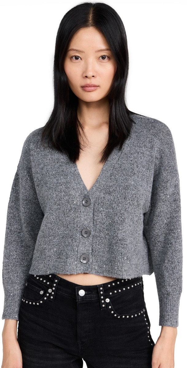 LNA Kiya Sparkle Cardigan Grey Sparkle