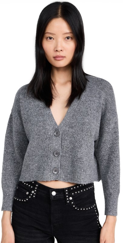 LNA Kiya Sparkle Cardigan Grey Sparkle