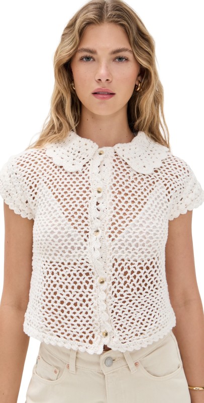Free People Lily Crochet Top Coconut Milk