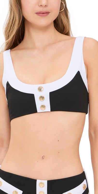 CAROLINE CONSTAS Sailor Bikini Top Black/White