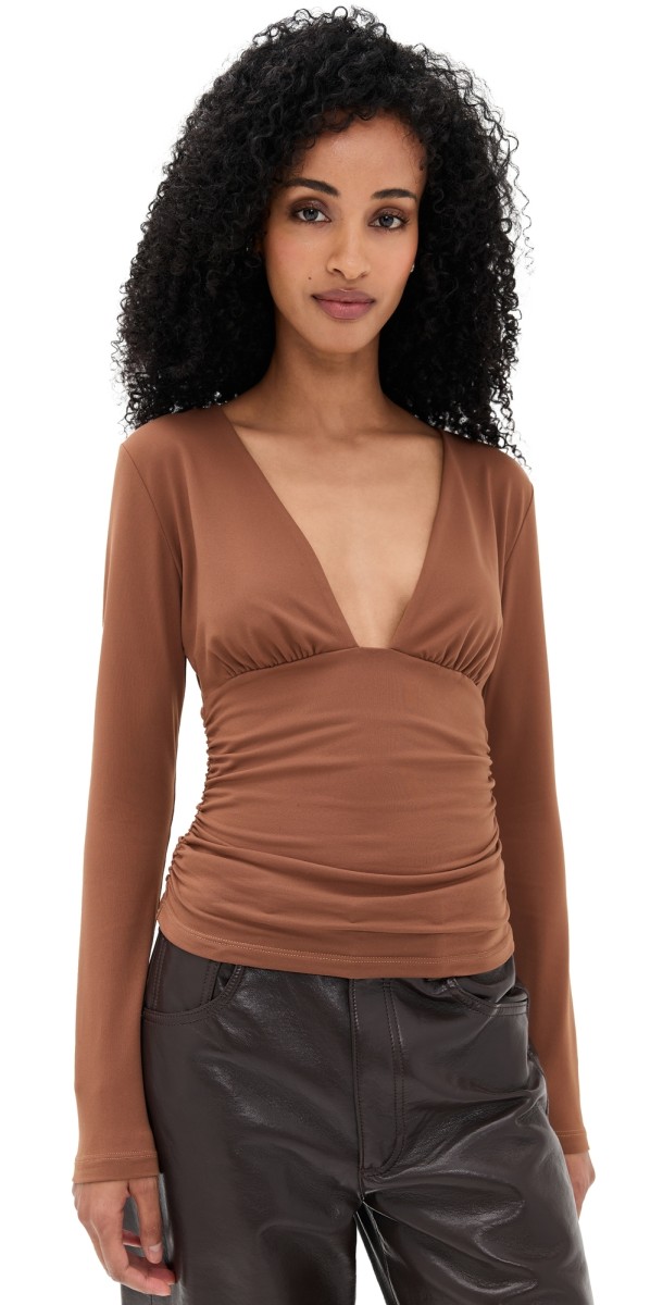 Susana Monaco V Neck Gathered Top Toast