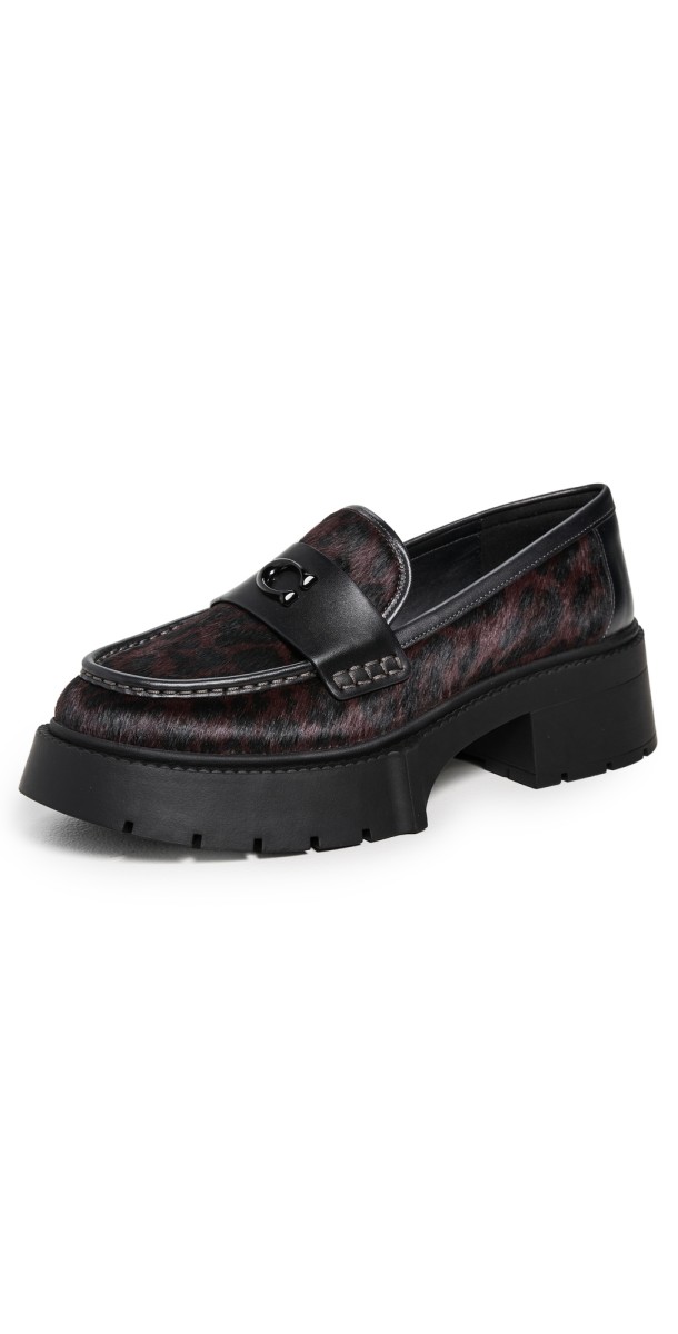 Coach Leah Platform Leopard Print Loafers Dark Leopard