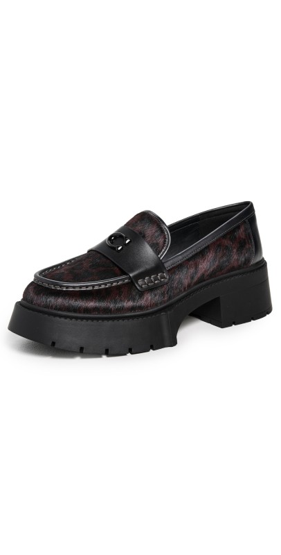 Coach Leah Platform Leopard Print Loafers Dark Leopard