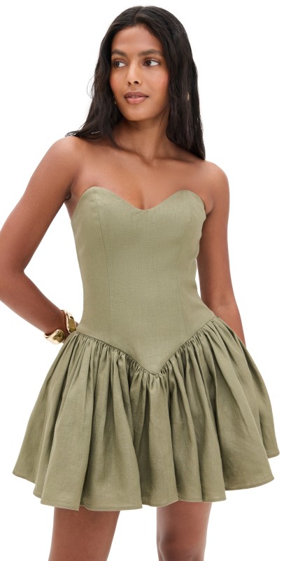 Fe Noel Georgia Sweetheart Mini Dress Olive Green