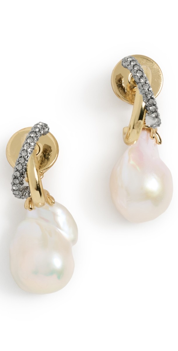 DEMARSON Melu Earrings GOLD/GUNMETAL/CRYSTAL
