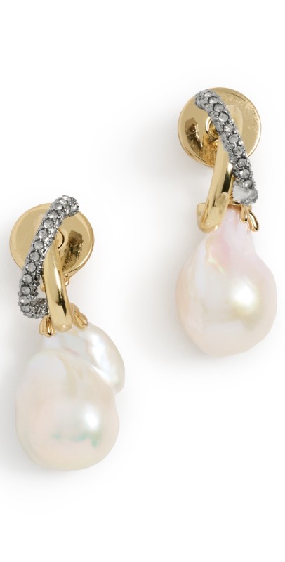 DEMARSON Melu Earrings GOLD/GUNMETAL/CRYSTAL