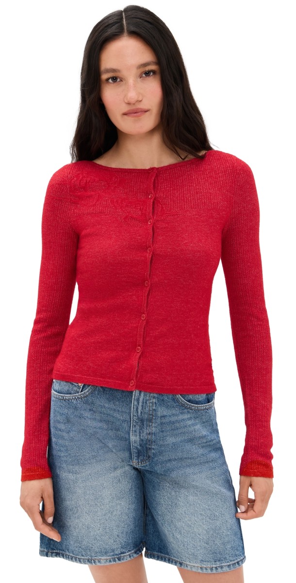 Peachy Den Claudine Cardigan Tomato