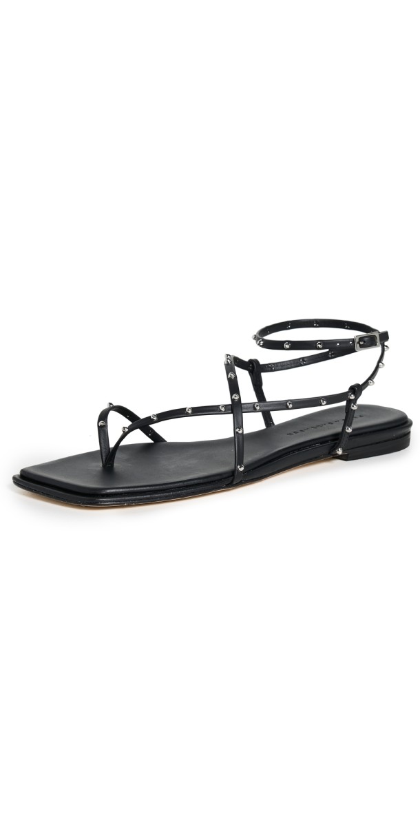 Freda Salvador Alexia Sandals Black Calf With Silver Studs