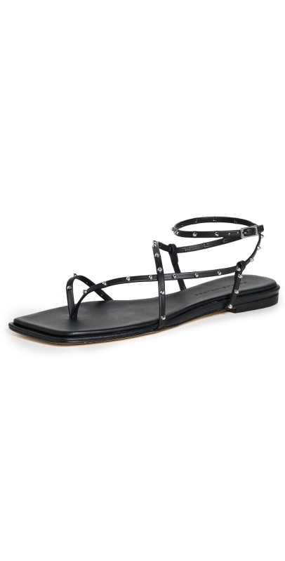 Freda Salvador Alexia Sandals Black Calf With Silver Studs