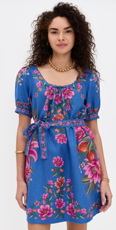 FARM Rio Summer Fruit Blue Scarf Dress Summer Fruit Scarf Blue