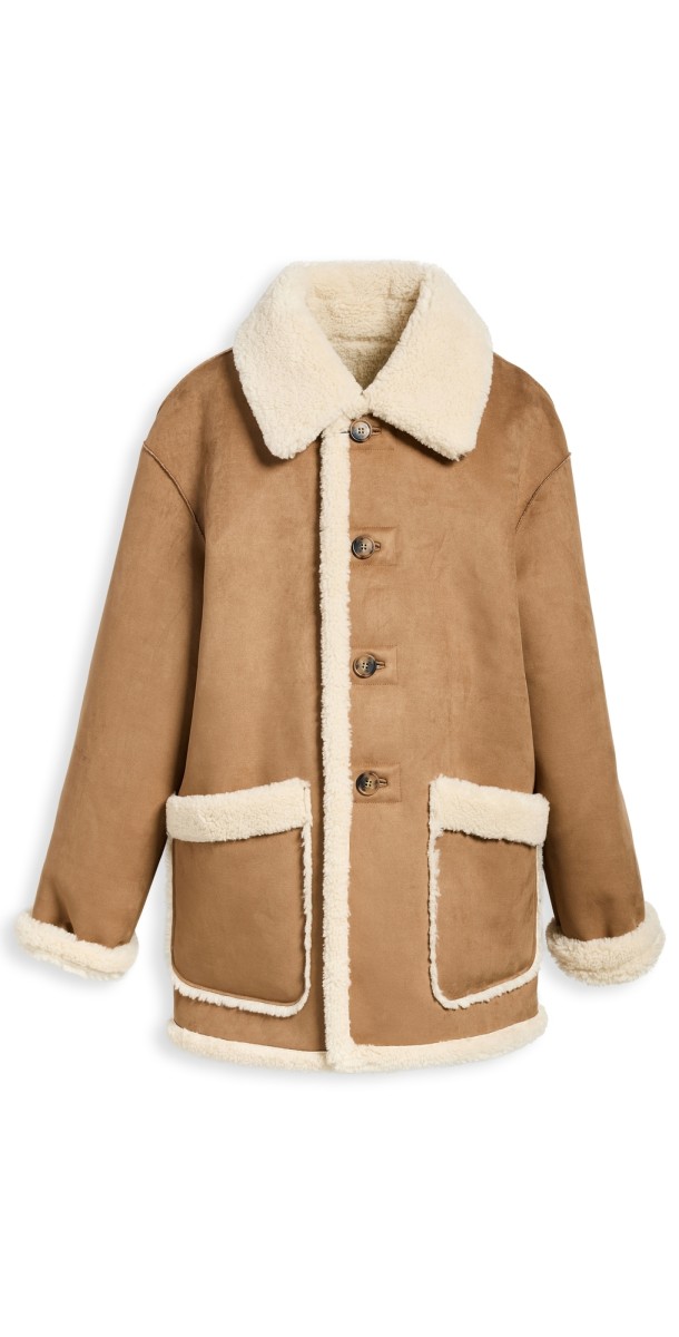 DUNST Unisex Reversible Shearling Jacket Camel