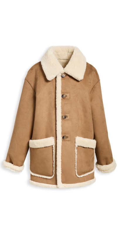 DUNST Unisex Reversible Shearling Jacket Camel