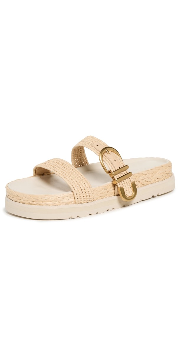 SIMKHAI Aida Raffia Buckle Sandals Natural