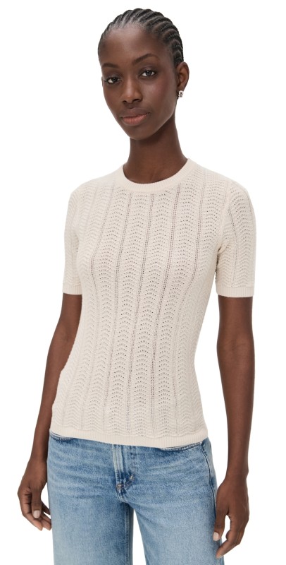 rag & bone Francesca Merino Short Sleeve Sweater Oatmeal
