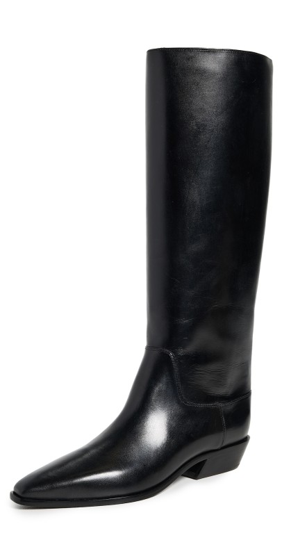 Reformation Dominique Knee Boots Black Leather