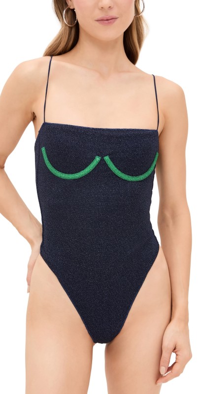 Oseree Lumiere Underwired One Piece Emerald Green/Night Blue