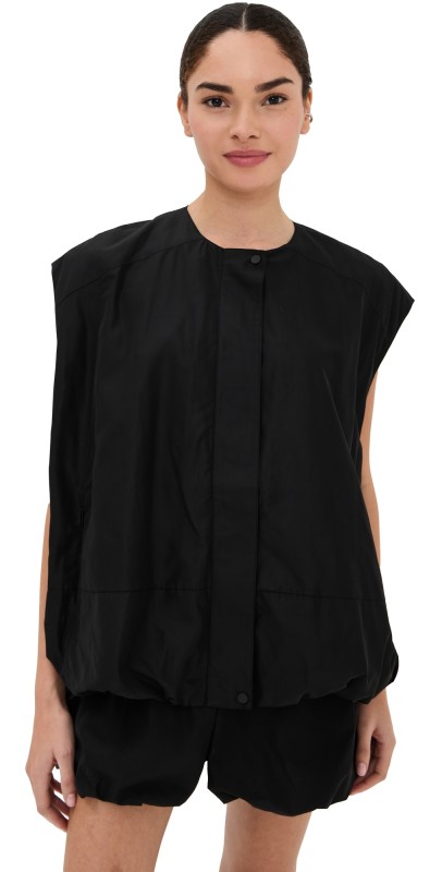 Tibi Italian Sporty Nylon Sleeveless Blousant Vest Black