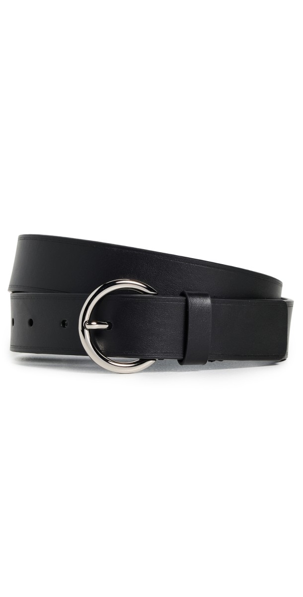 Vince 30mm Flat Ring Belt with Heat Crease Black