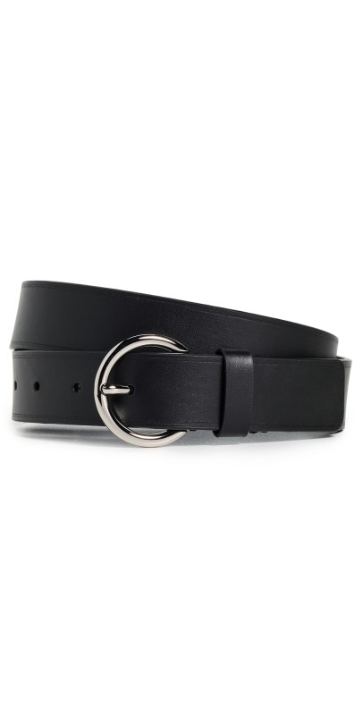 Vince 30mm Flat Ring Belt with Heat Crease Black