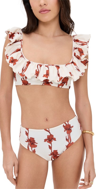 La DoubleJ Ruffle Bikini Top Mini Iris