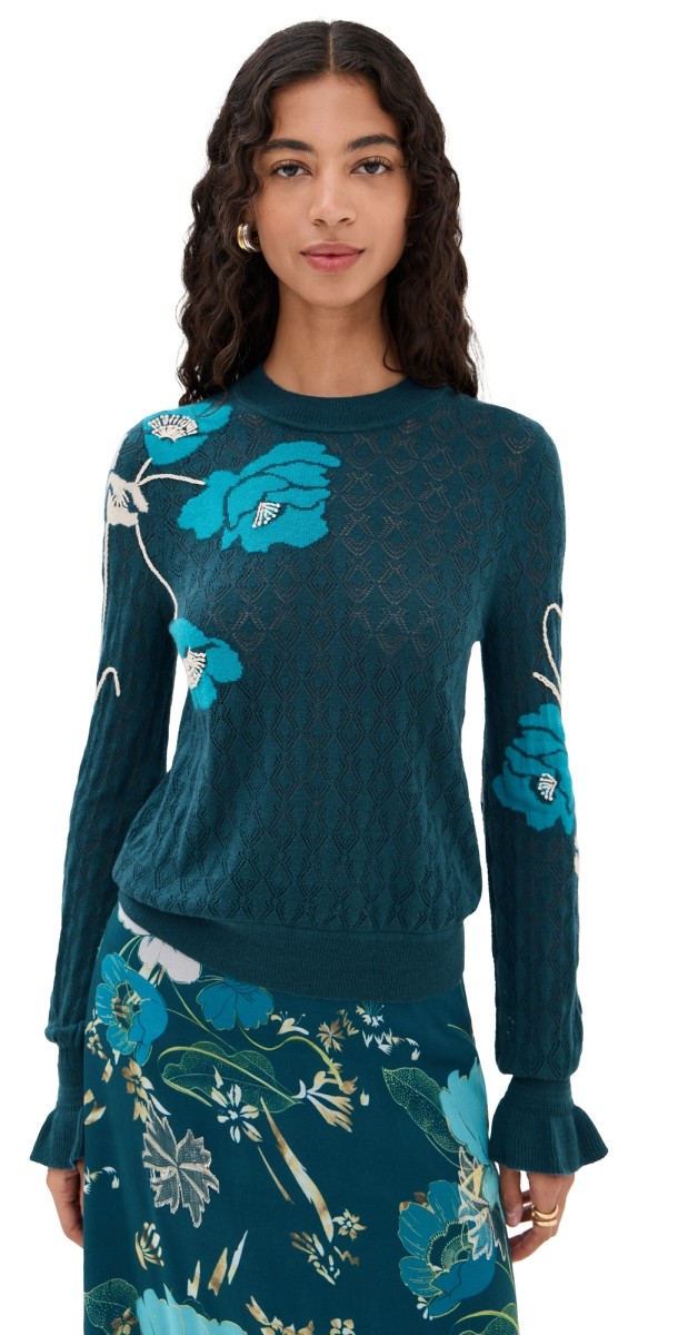 Figue Patricia Sweater Blooming Floral Peacock Blue