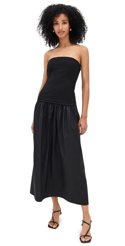 rag & bone Irina Mixed Media Strapless Dress Black