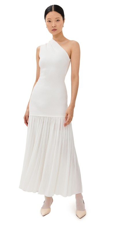 Proenza Schouler Cora Dress in Pleated Crepe Chiffon Ivory
