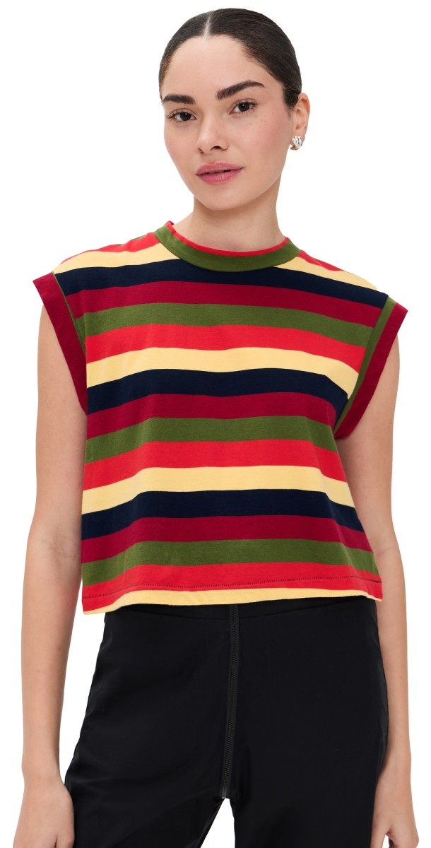 THE GREAT. The Square Tee Playa Stripe