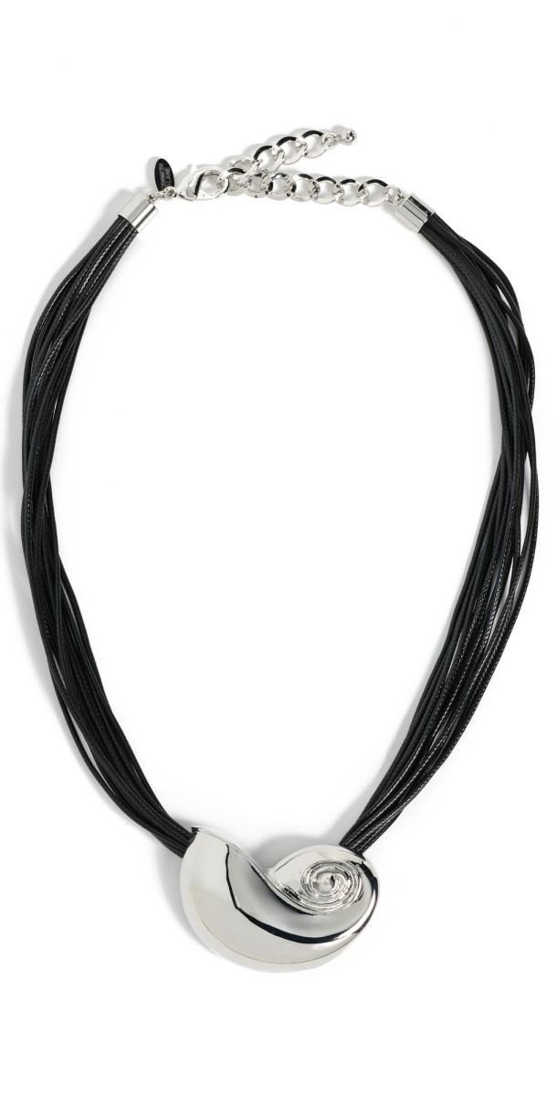 Kenneth Jay Lane Black Cord Necklace Black/Silver