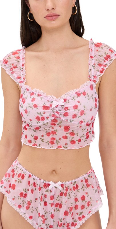 For Love & Lemons Lottie Sleep Top Pink