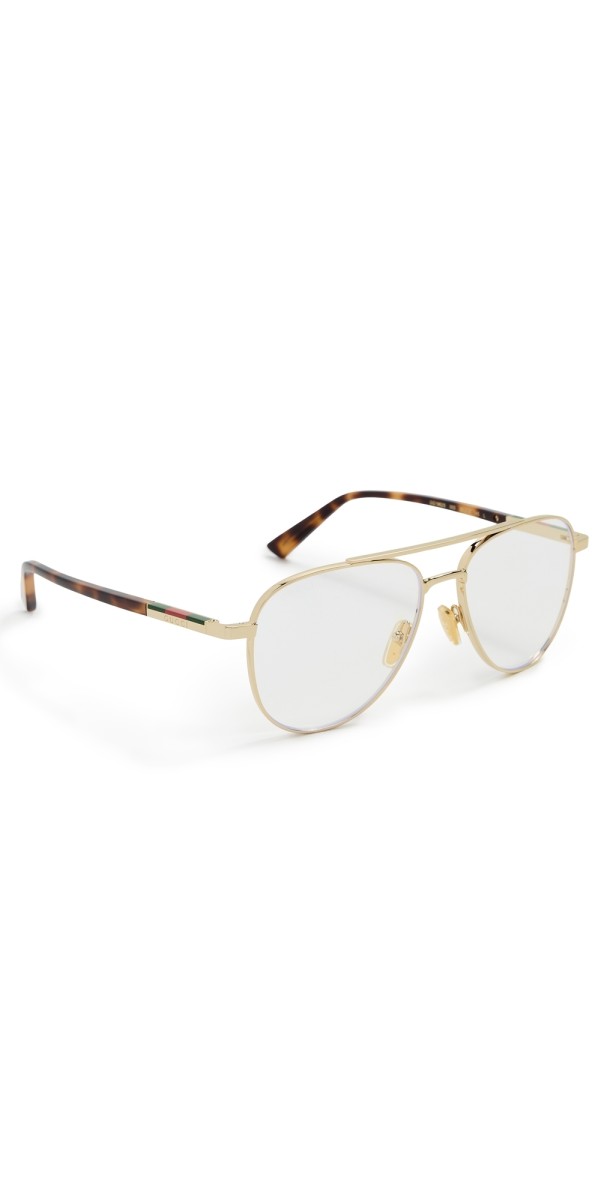 Gucci Aviator Frame Glasses Gold/Havana/Transparent