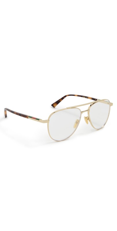 Gucci Aviator Frame Glasses Gold/Havana/Transparent