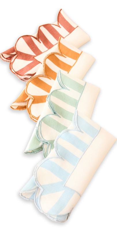 Misette Jardin Embroidered Linen Napkins Set of 4 Multicolor/Natural Bas