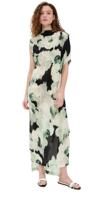 Rodebjer Alana Blurry Dress Blurry Flower Green