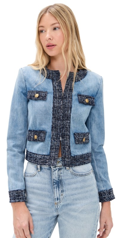alice + olivia Landon Cropped Denim Jacket CELINE VINTAGE