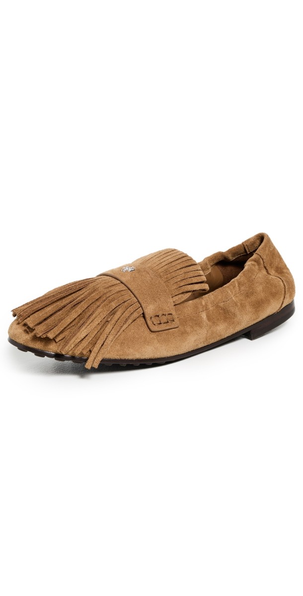 Tory Burch Ballet Fringe Loafers Wild Tobacco