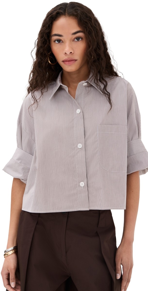 TWP Next Ex Button Down White/Chocolate