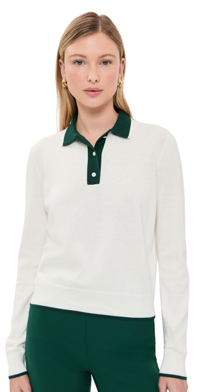 RLX Ralph Lauren Collared Polo Sweater White Splash/Moss Agate
