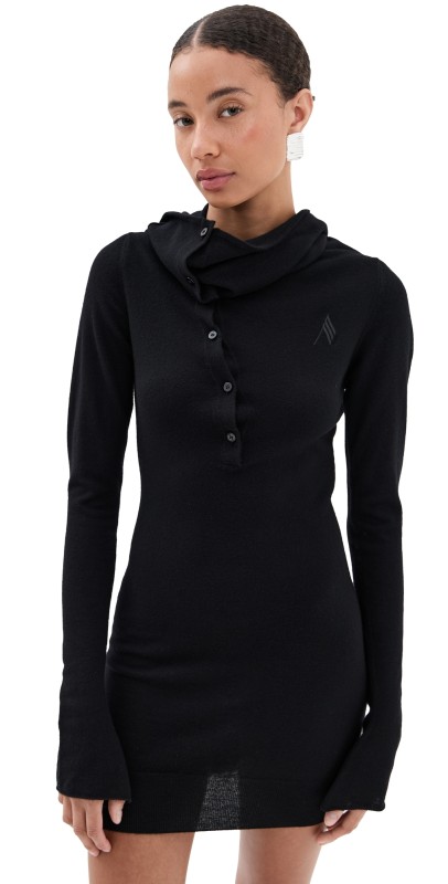 The Attico Long Sleeve Collar Dress Black